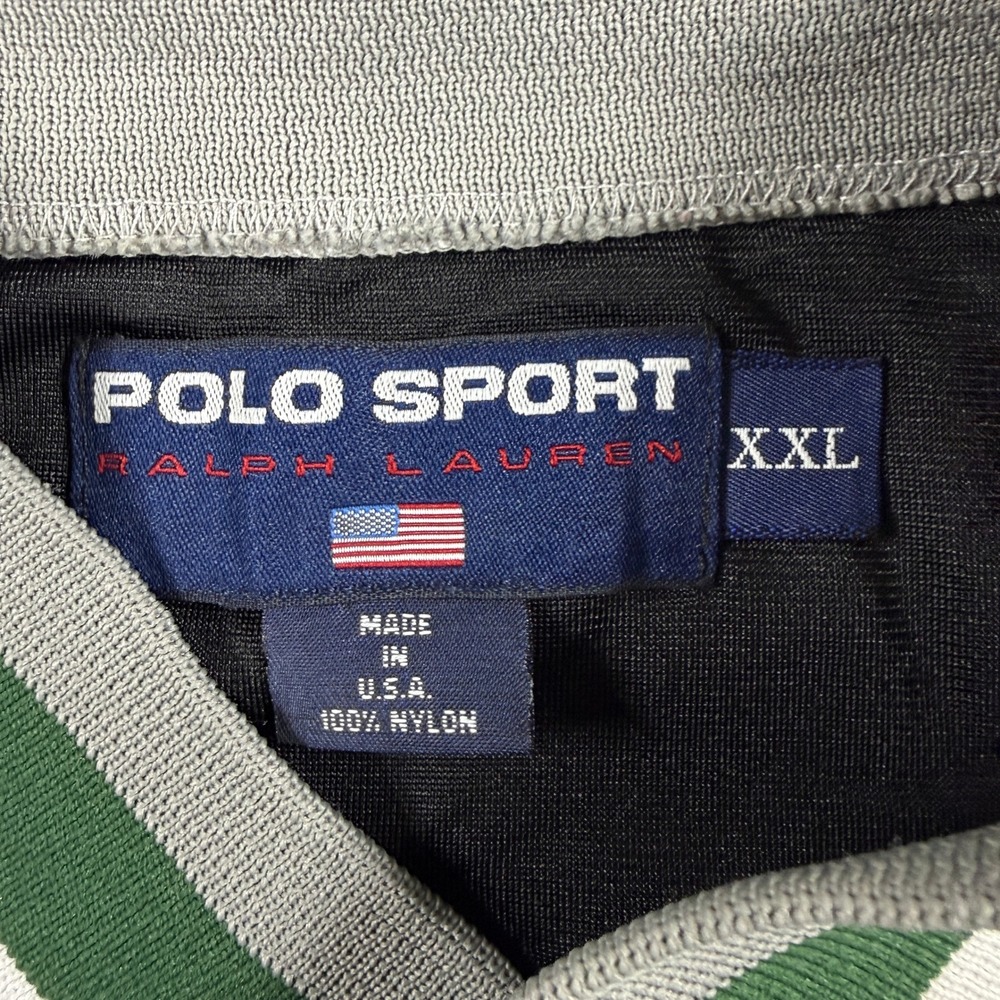 Vintage 90s Polo Sport Ralph Lauren Jersey Men 2XL Black V-Neck Nylon Rare USA - Picture 2 of 9